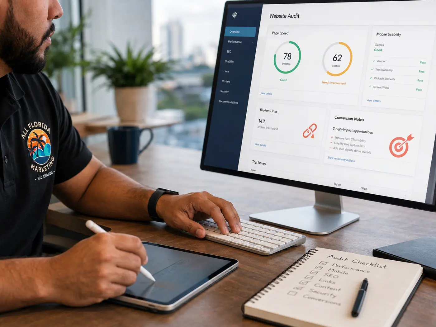 Steev Vado realizando una auditoría de rendimiento y SEO de una página web
