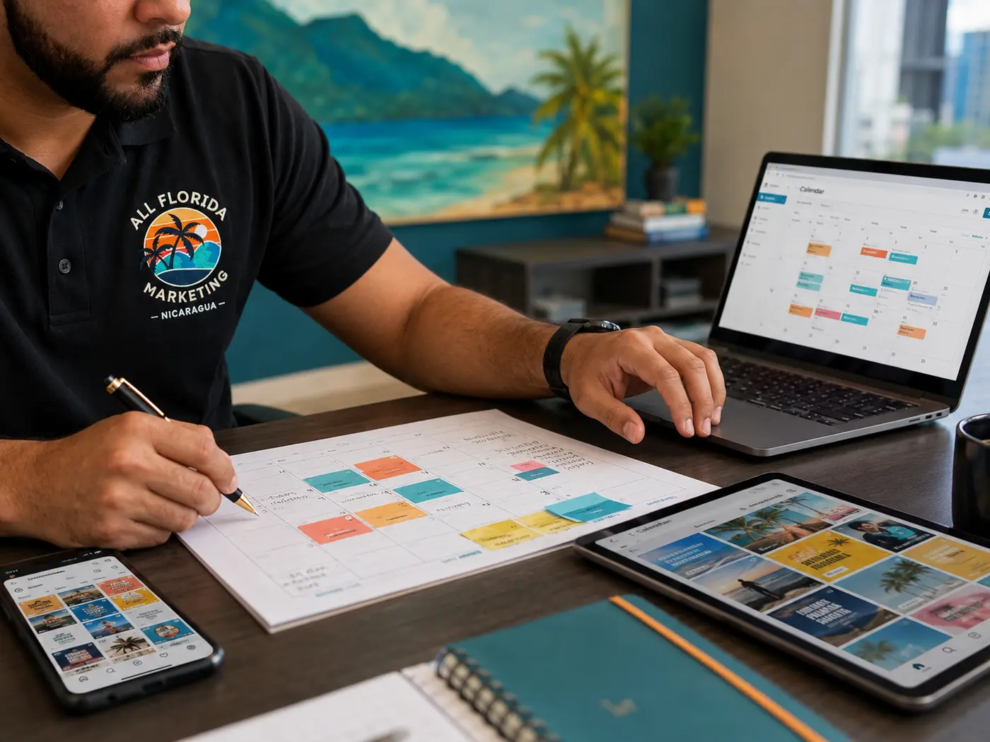 Steev Vado planificando contenido y marketing de redes sociales
